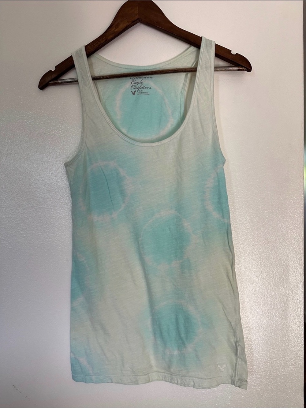 American Eagle Outfitters Mint Green Tie-Dye Scoop Neck Tank